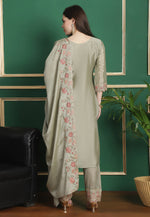 Load image into Gallery viewer, Camo Green Chinon Chiffon Pant Style Suit
