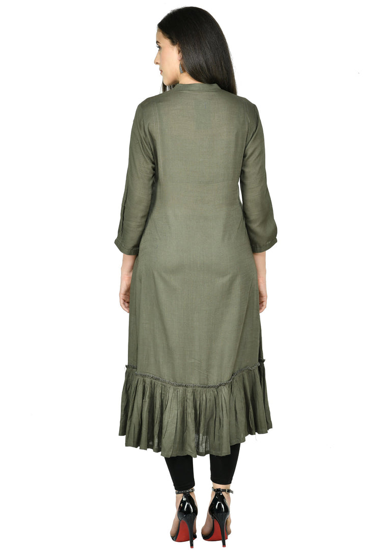 Camo Green Cotton Rayon Long Tunic