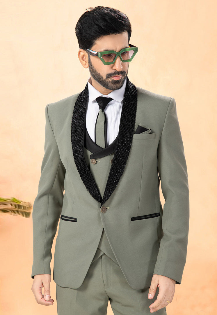 Camo Green Rayon Tuxedos Suit