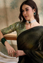 Load image into Gallery viewer, Camo Green Silk Saree With Blouse