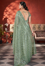 Load image into Gallery viewer, Camo Green Tissue Saree With Blouse

