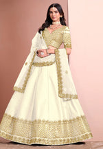 Load image into Gallery viewer, Cream Art Silk A Line Lehenga Choli

