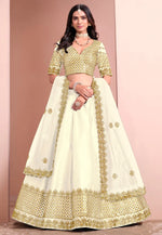 Load image into Gallery viewer, Cream Art Silk A Line Lehenga Choli
