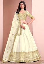 Load image into Gallery viewer, Cream Art Silk A Line Lehenga Choli
