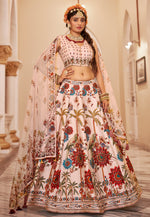 Load image into Gallery viewer, Cream Art Silk Floral print Lehenga choli
