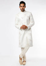Load image into Gallery viewer, Cream Art Silk Indo Western Sherwani
