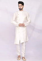 Load image into Gallery viewer, Cream Art Silk Indo Western Suit
