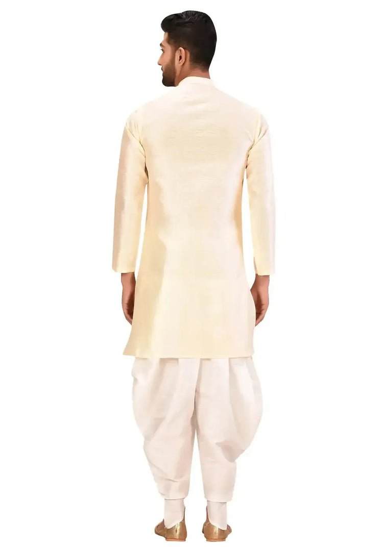 Cream Art Silk Indo Western Suit