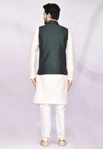 Load image into Gallery viewer, Cream Art Silk Kurta Pajama With Jacket

