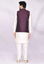Load image into Gallery viewer, Cream Art Silk Kurta Pajama With Jacket
