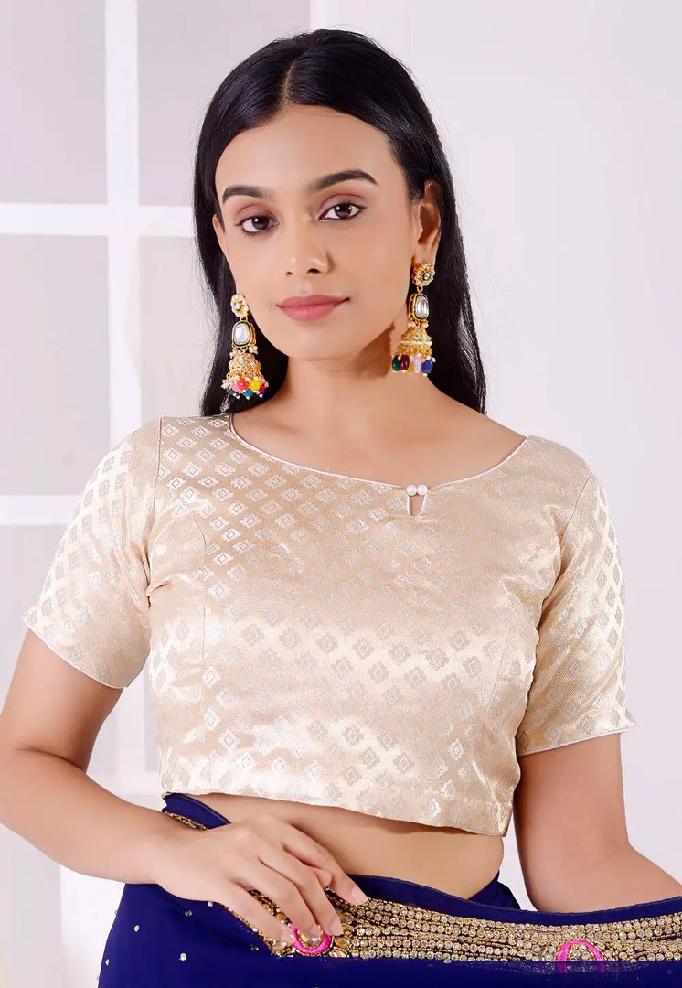 Cream Banarasi Brocade Readymade Blouse