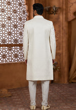Load image into Gallery viewer, Cream Banarasi Silk Jacket Style Sherwani
