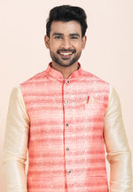 Load image into Gallery viewer, Cream Banarasi Silk Kurta Pajama With Jacket
