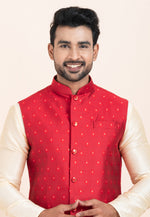 Load image into Gallery viewer, Cream Banarasi Silk Kurta Pajama With Jacket
