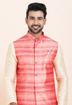 Load image into Gallery viewer, Cream Banarasi Silk Kurta Pajama With Jacket
