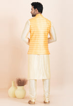 Load image into Gallery viewer, Cream Banarasi Silk Kurta Pajama With Jacket
