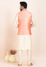 Load image into Gallery viewer, Cream Banarasi Silk Kurta Pajama With Jacket
