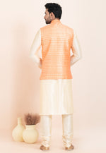 Load image into Gallery viewer, Cream Banarasi Silk Kurta Pajama With Jacket
