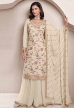 Load image into Gallery viewer, Cream Chinon Gharara Suit
