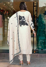 Load image into Gallery viewer, Cream Chinon Silk Readymade Pakistani Suit

