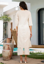 Load image into Gallery viewer, Cream Cotton Kurta Set With Palazzo
