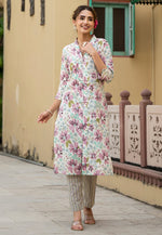 Load image into Gallery viewer, Cream Cotton Kurta Set With Pant
