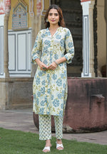 Load image into Gallery viewer, Cream Cotton Kurta Set With Pant
