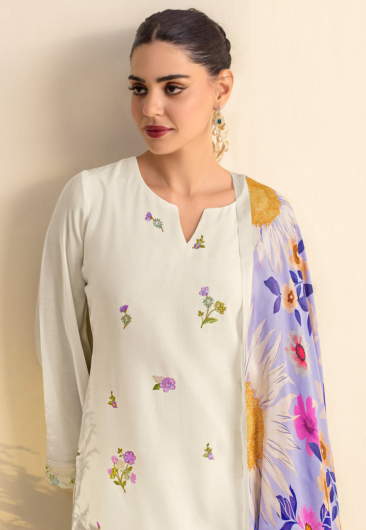 Cream Cotton Pant Style Suit