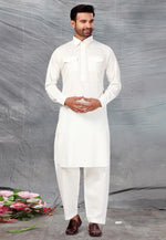 Load image into Gallery viewer, Cream Cotton Pathani Suit
