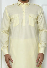 Load image into Gallery viewer, Cream Cotton Pathani Suit
