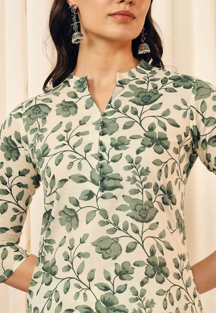 Cream Cotton Printed Co-Ords Set