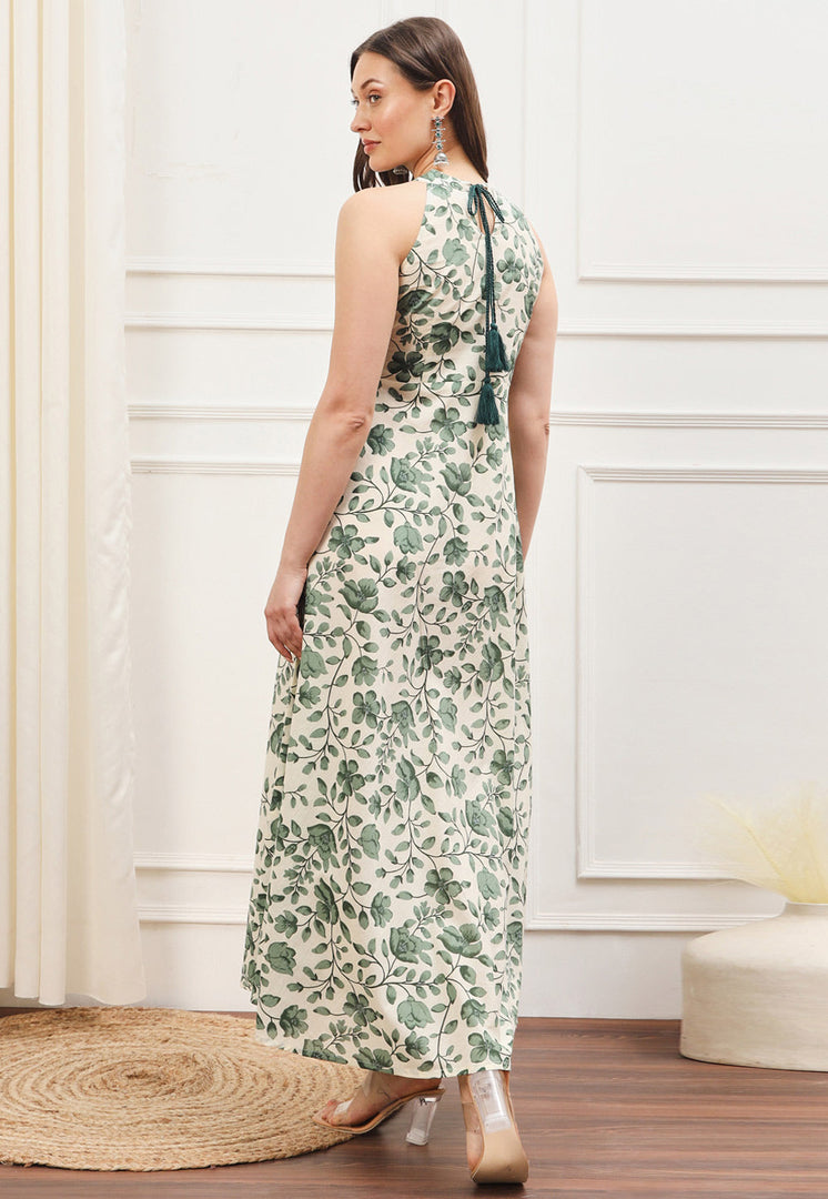Cream Cotton Printed Long Tunic