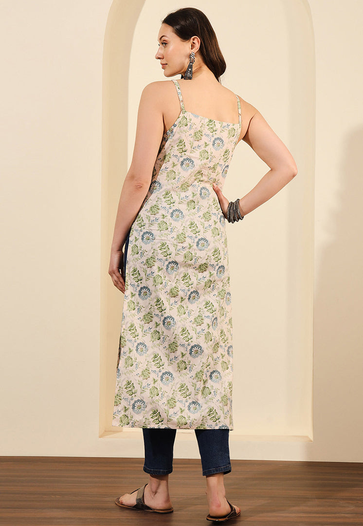 Cream Cotton Printed Tunic