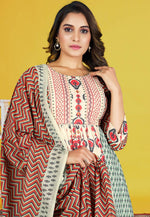 Load image into Gallery viewer, Cream Cotton Readymade Anarkali Suit
