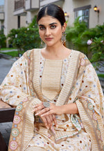 Load image into Gallery viewer, Cream Cotton Readymade Pakistani Suit
