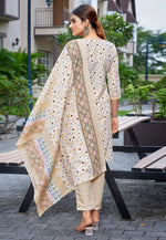 Load image into Gallery viewer, Cream Cotton Readymade Pakistani Suit
