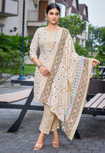 Load image into Gallery viewer, Cream Cotton Readymade Pakistani Suit
