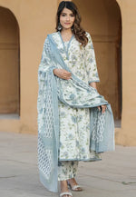 Load image into Gallery viewer, Cream Cotton Readymade Pant Style Suit
