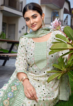 Load image into Gallery viewer, Cream Cotton Readymade Pant Style Suit
