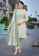 Load image into Gallery viewer, Cream Cotton Readymade Pant Style Suit
