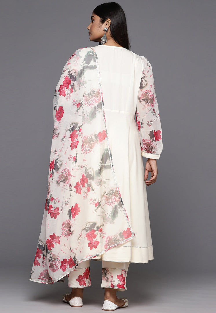 Cream Crepe Readymade Anarkali Suit