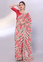 Load image into Gallery viewer, Cream Georgette Bandhani Print Saree

