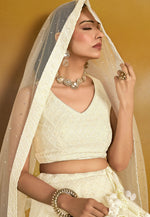 Load image into Gallery viewer, Cream Georgette Circular Lehenga Choli

