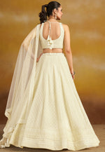 Load image into Gallery viewer, Cream Georgette Circular Lehenga Choli
