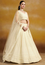 Load image into Gallery viewer, Cream Georgette Circular Lehenga Choli
