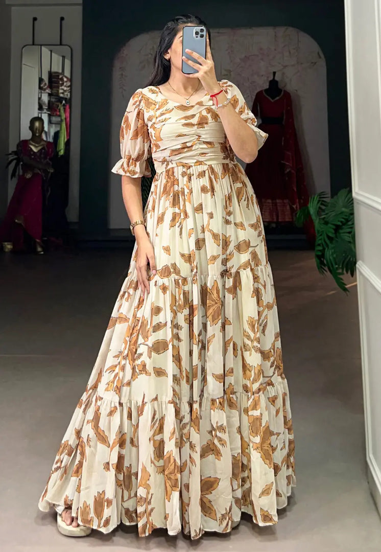 Cream Georgette Gown