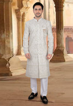 Load image into Gallery viewer, Cream Georgette Indo Western Sherwani
