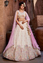 Load image into Gallery viewer, Cream Georgette Lehenga Choli
