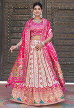 Load image into Gallery viewer, Cream Jacquard Circular Lehenga Choli
