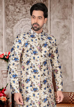 Load image into Gallery viewer, Cream Jacquard Indo Western Suit
